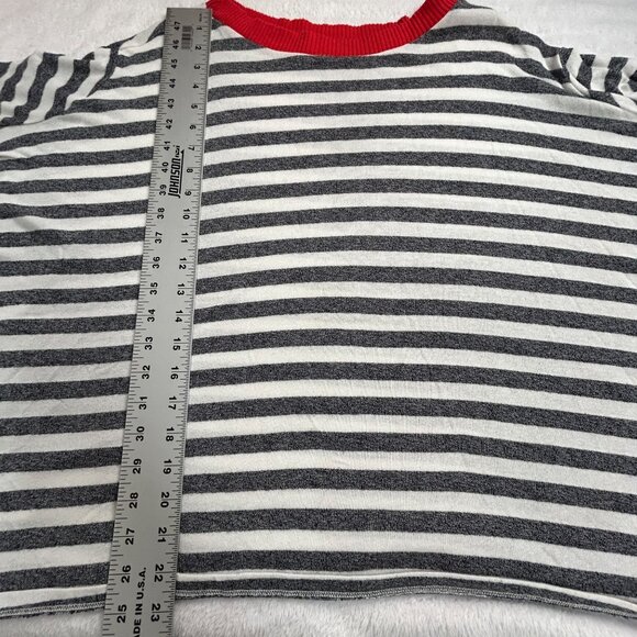 Ozan Kű Womens Gray White Striped Knit Poncho Oversized Top Large Lightweight - Picture 9 of 10